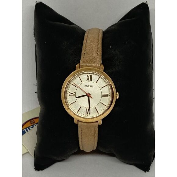 Fossil Jacqueline ES3802 Women's Beige Leather Analog Dial Quartz Watch JK870 - Picture 1 of 12